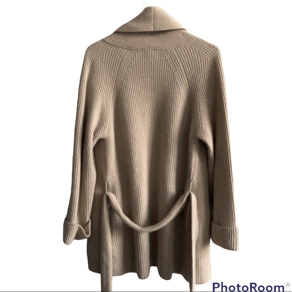 NEIMAN MARCUS cozy cashmere oatmeal belted cardigan sweater PREMIUM QUALITY sz S - Picture 5 of 8